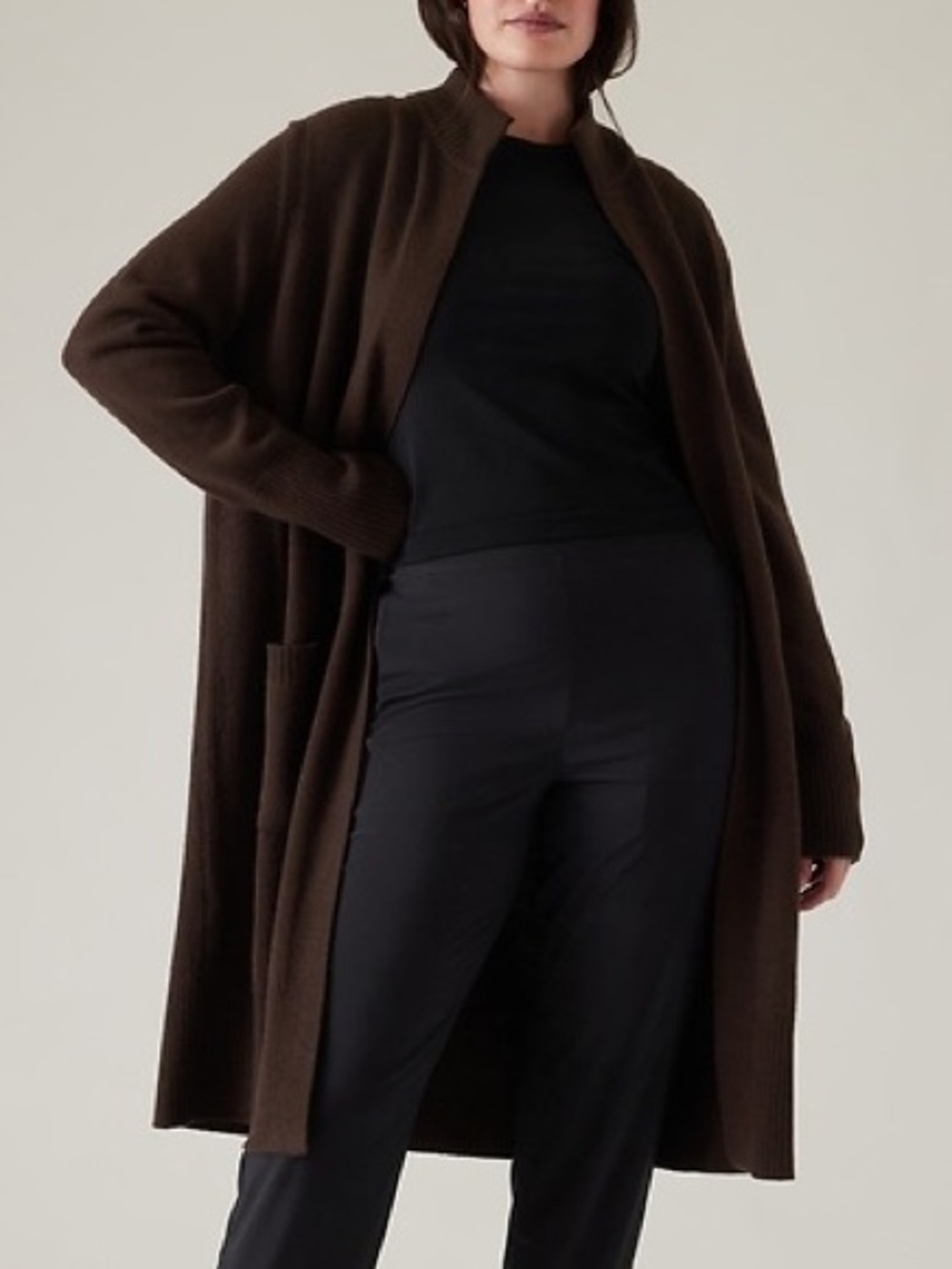 Athleta Alpine Spirit Wrap Size Medium Toasted Brown Wool Cashmere Cardigan